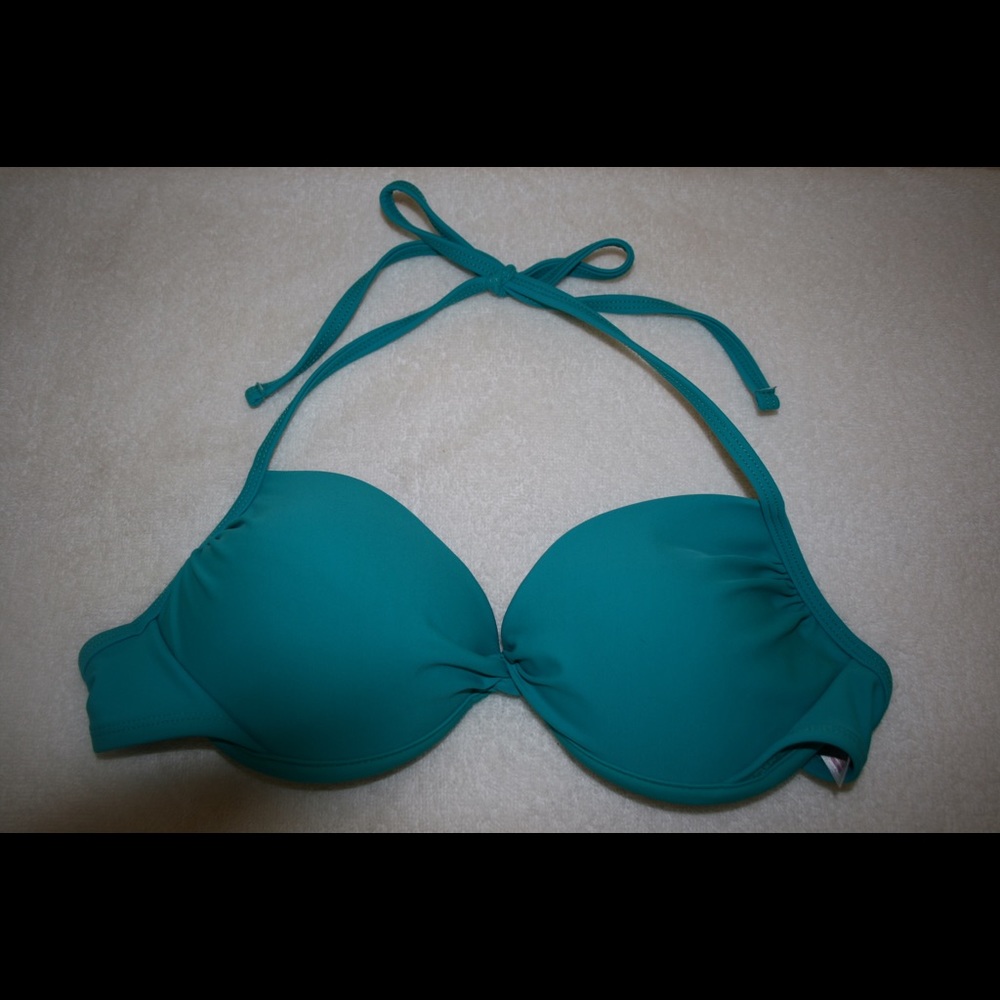 Women's Push Up Halter Bikini Top (Teal)