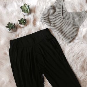 Black waisted slim fit jogger banded pants 