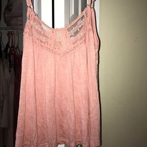 F21 light pink strappy top with allusion neckline