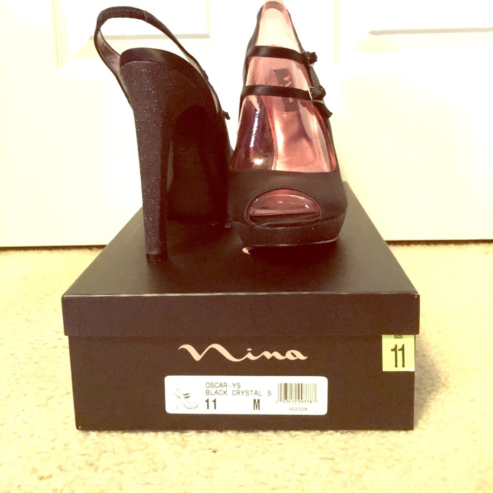 Nina black sling back heels (with sparkle)