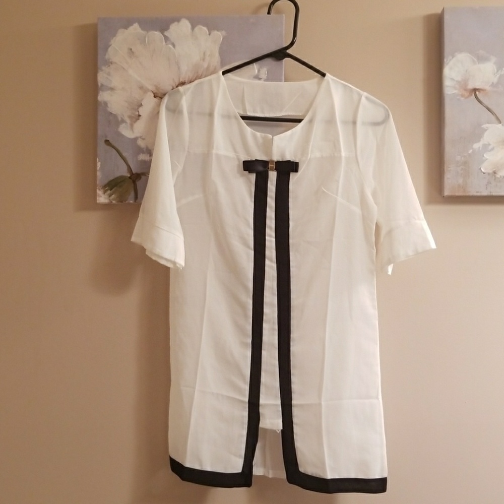 White sheer shirt tunic, small