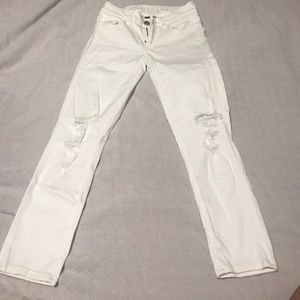White denim destroyed American eagle crop