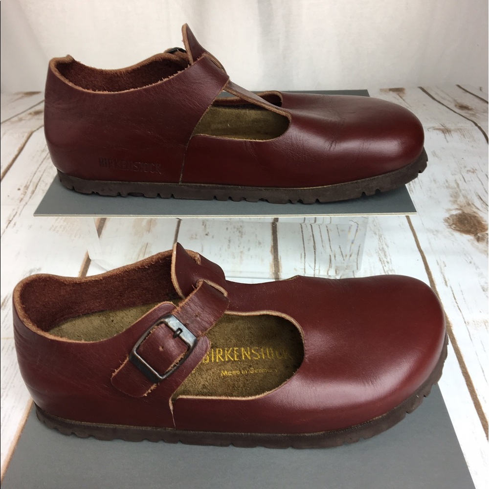 Birkenstock clogs red leather Paris size 7 womens