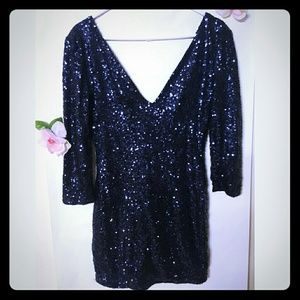 ☆ Navy Blue Sequin Party Dress ☆