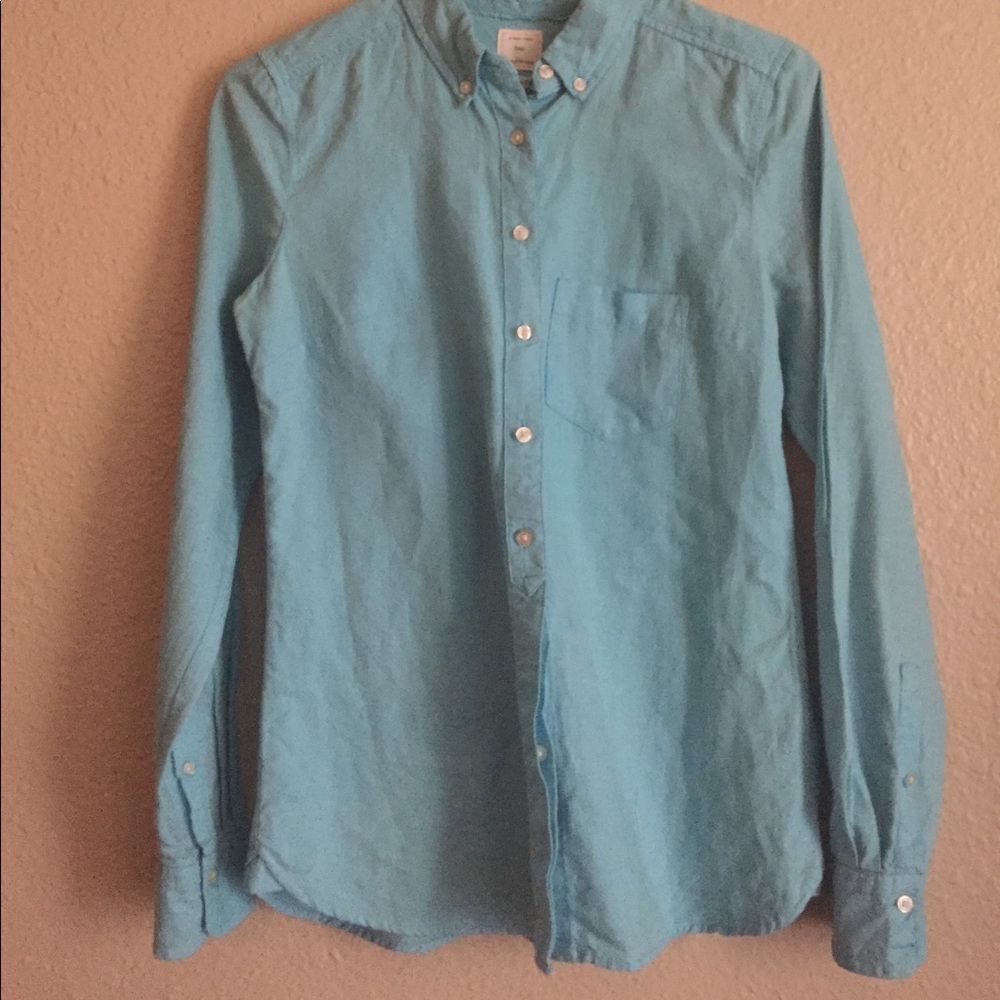 Bright blue boyfriend fit button up