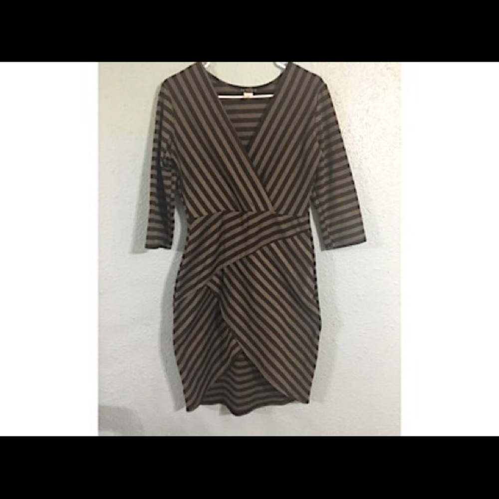 Rag therapy stripped dress blouson gray black
