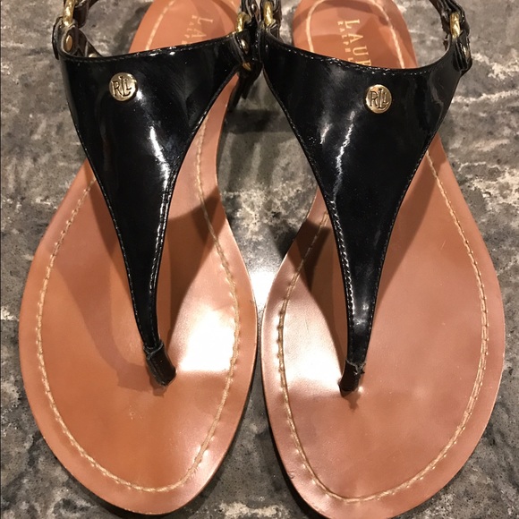 Lauren Ralph Lauren Shoes - Ralph Lauren black patent thong sandal. Sz. 7 1/2