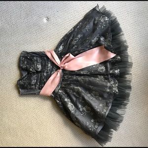 Jessica McClintock size 3 strapless grey pink sash