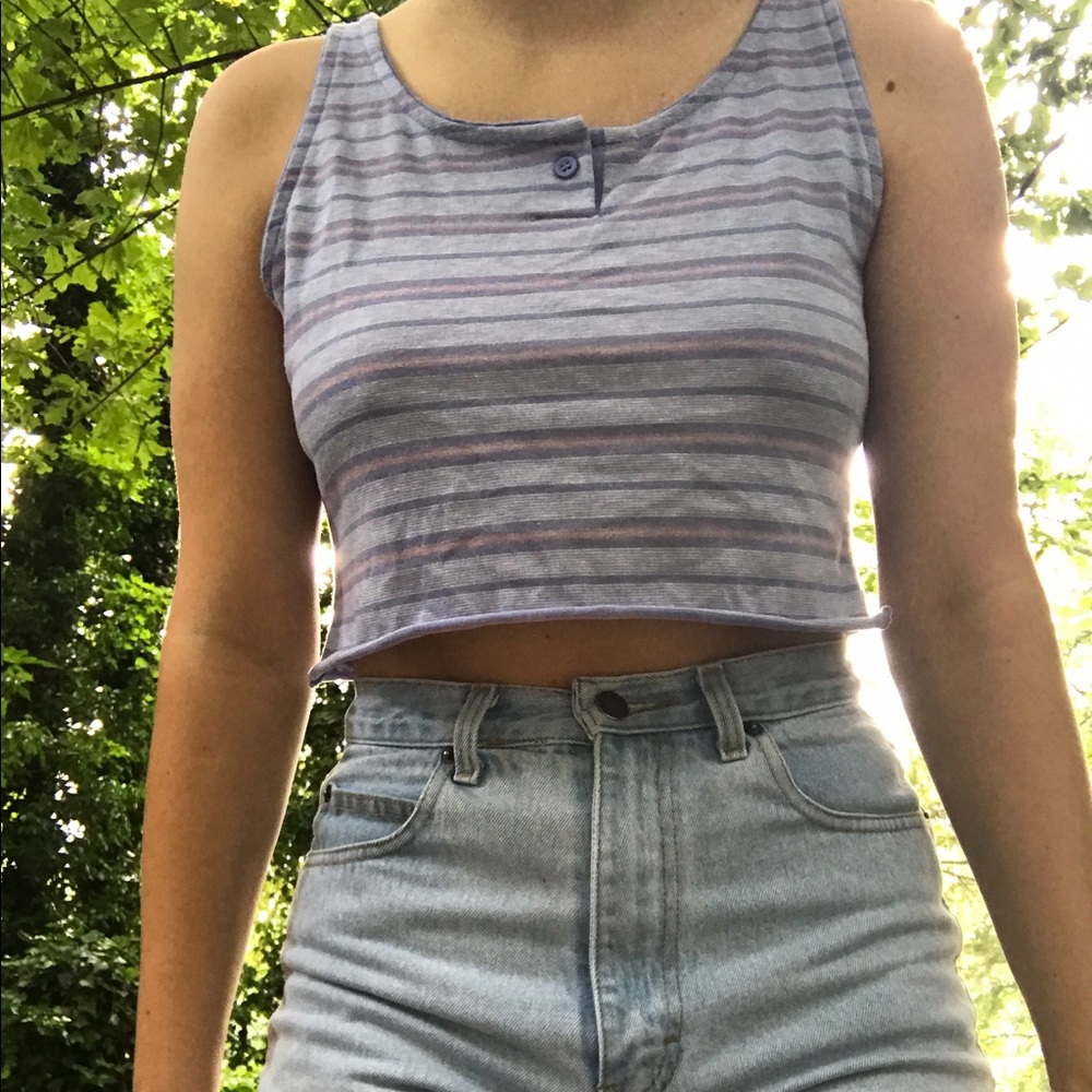 Cut off striped tank top