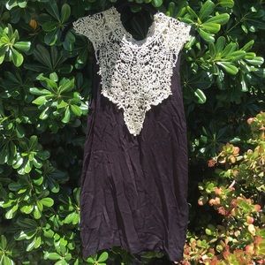 NWOT Gorgeous black dress with Victorian lace yolk