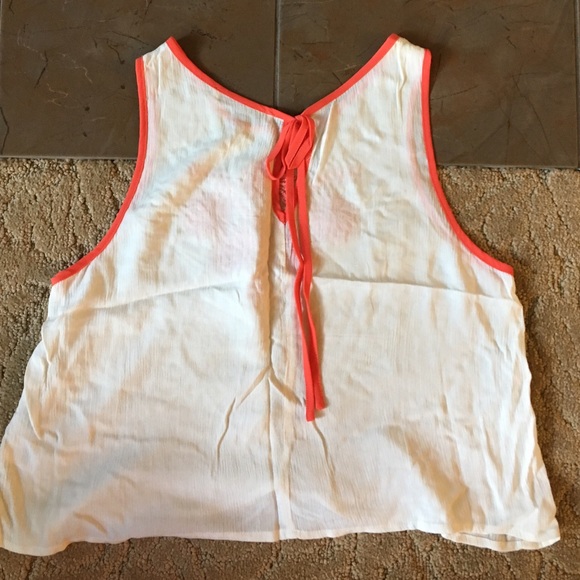 Cream and Orange Floral Embroidered Crop Top - Picture 2 of 3