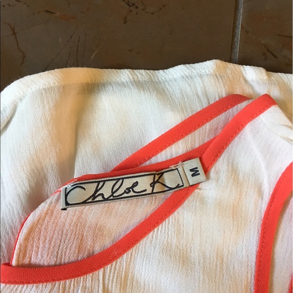 Cream and Orange Floral Embroidered Crop Top - Picture 3 of 3