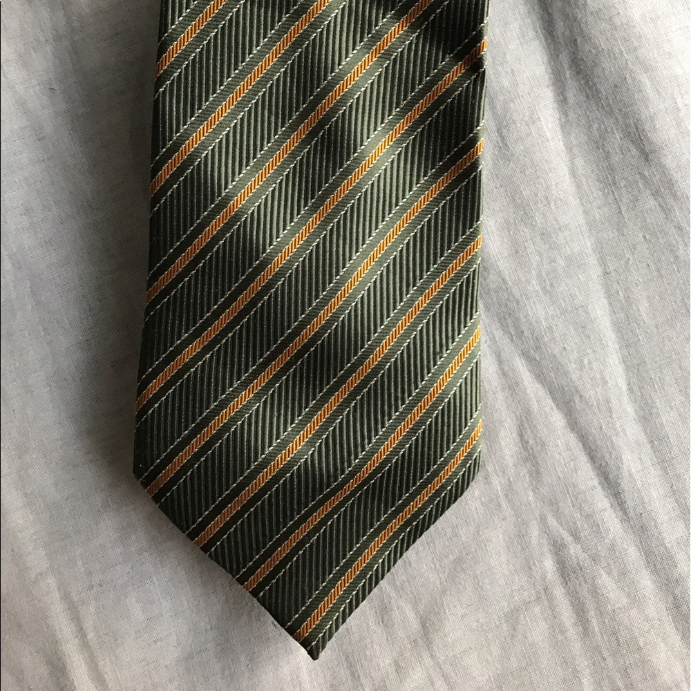 Italian green & orange striped men's tie.