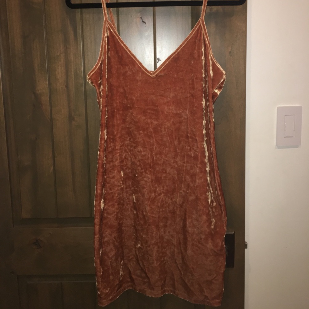 Forever 21 Burnt Orange Tight-Fitting Velvet Dress