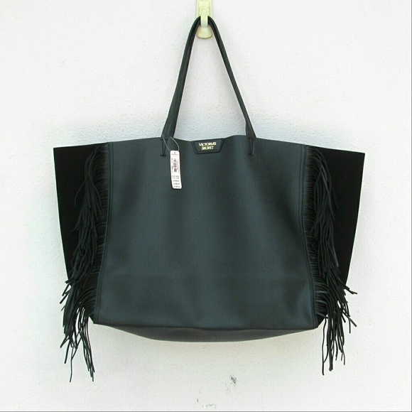 Victoria's Secret Black Fringe Tote Bag FIRM PRICE - Picture 2 of 8