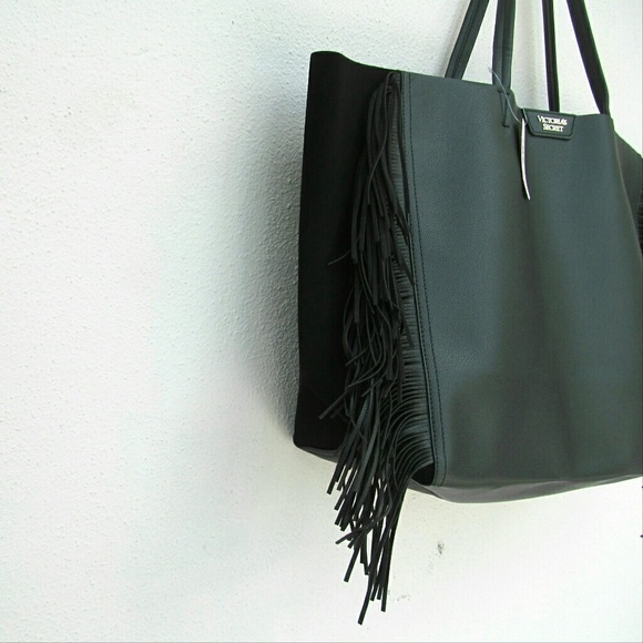Victoria's Secret Black Fringe Tote Bag FIRM PRICE - Picture 3 of 8