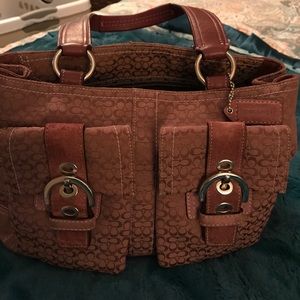 Coach signature fabric and suede purse