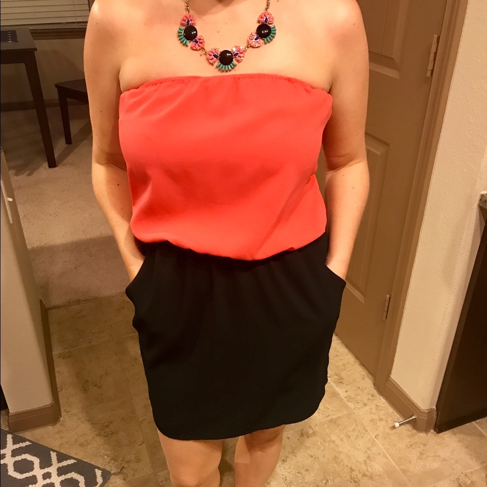 Color Block Strapless Dress