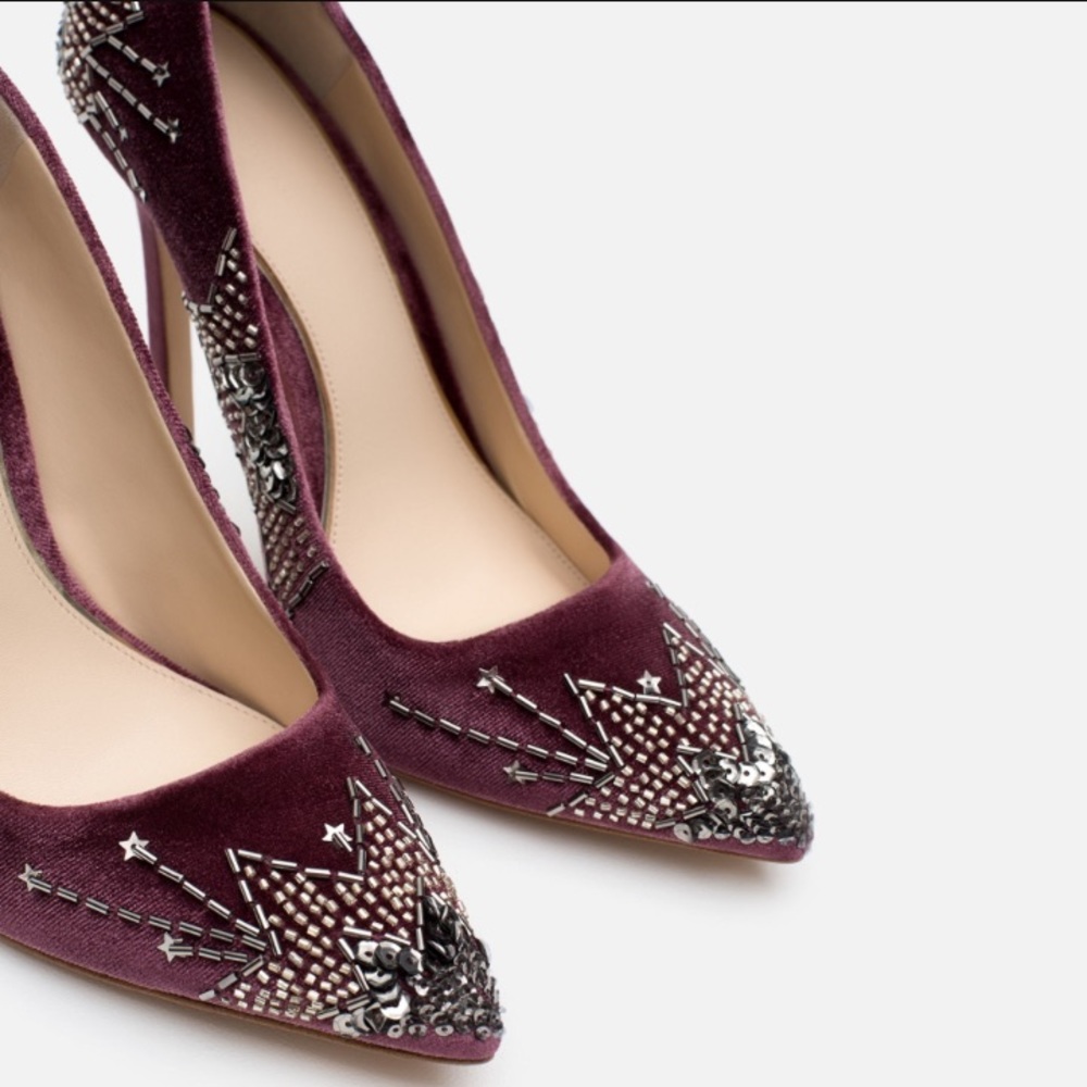 Zara Woman Velvet Heels