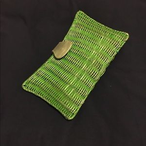 Green wicker clutch