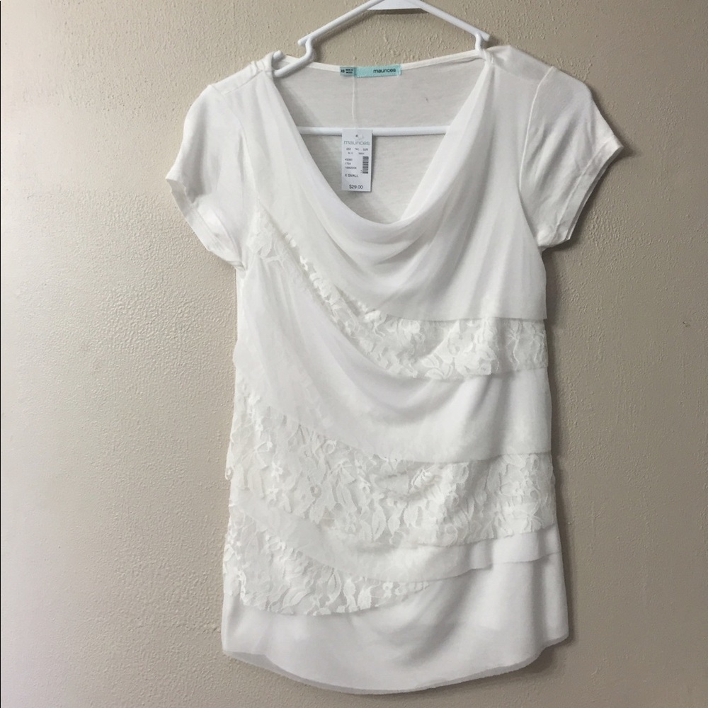 NEW White Top with Lacey Design