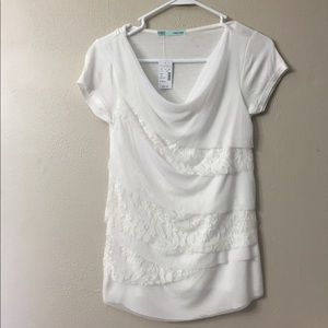 NEW White Top with Lacey Design