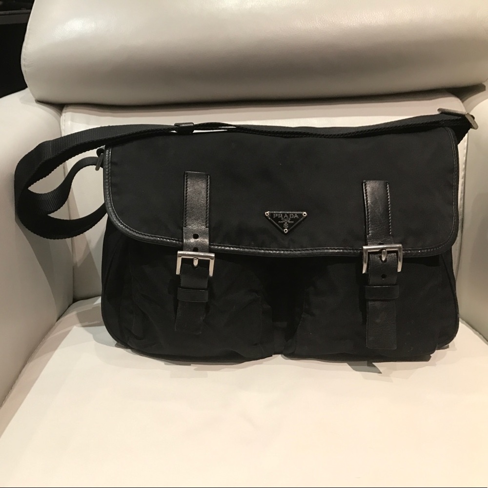 PRADA Nylon Messenger Bag - Black