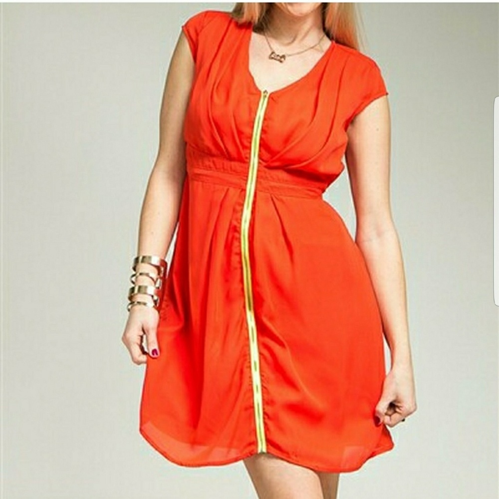 Orange and Gold Short sleeve Dress