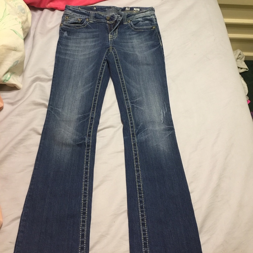 Miss me jeans with cow print back pockets sz 28