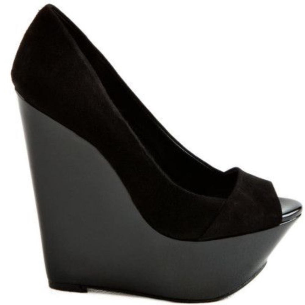 Jessica Simpson Black Peep Toe Wedges