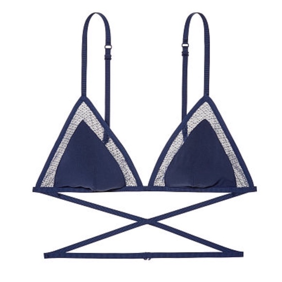 Victoria's Secret Lace Criss Cross Blue Bralette - Picture 4 of 7