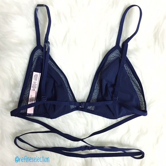 Victoria's Secret Lace Criss Cross Blue Bralette - Picture 7 of 7