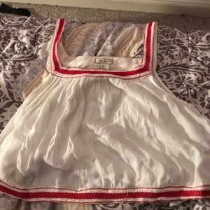 white blouse tank top red embroidered