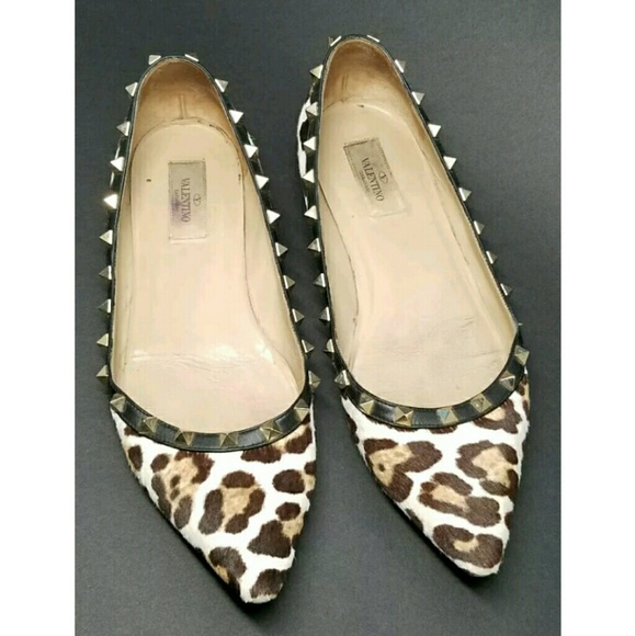 SOLD Valentino Rockstud Leopard Ballet Flats Sz 41 - Picture 1 of 7