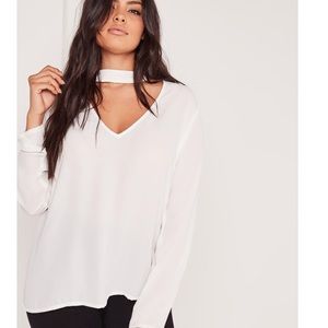 Missguided white choker plus size blouse size 18