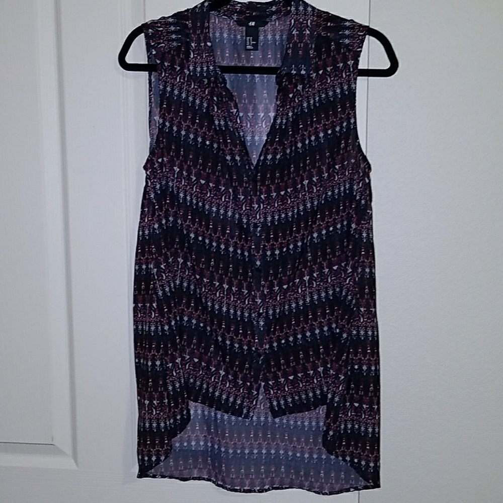 H&M hi/lo sleeveless Tribal pattern Sz 12