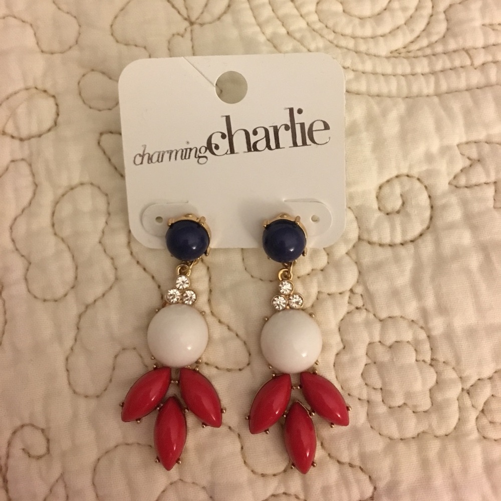 Red white & blue earrings NWT