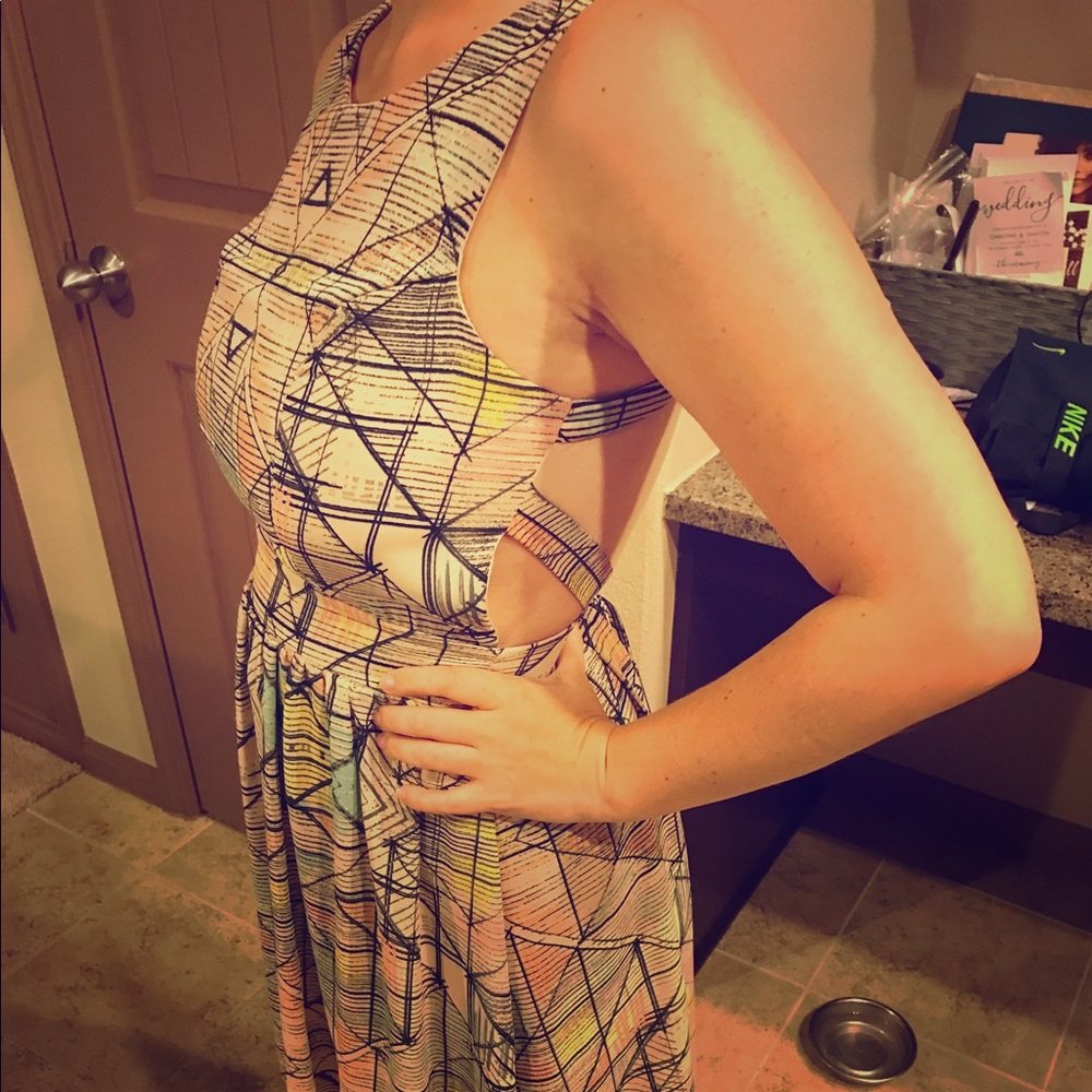 Diamond Pattern Dress with Sheer Back Detail