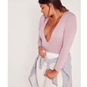 Missguided plus size plunge bodysuit mauve