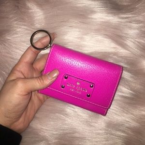 Pink Kate Spade keychain wallet