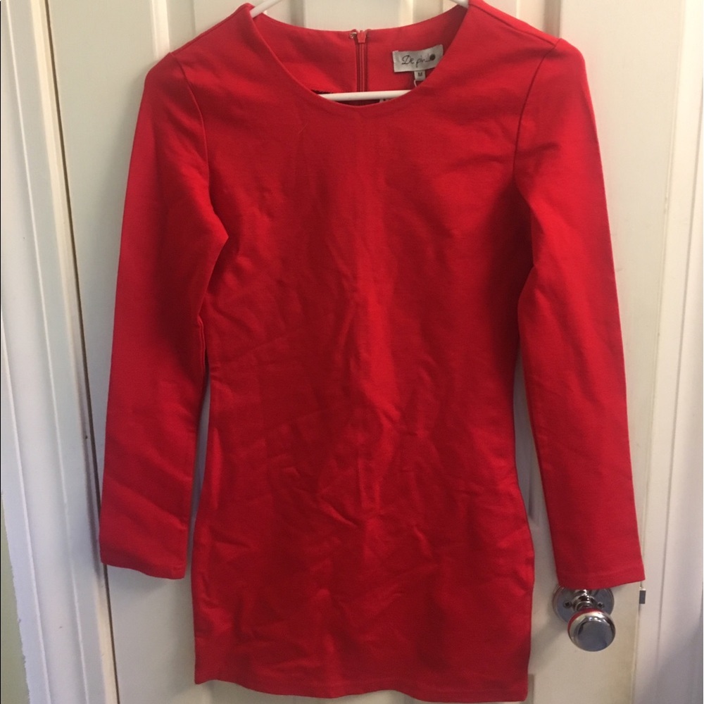 Red bodycon long sleeve dress