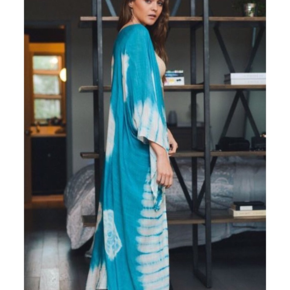 Breezy Boho Tie Dyed Kimono Cardigan Cover Up - Picture 2 of 4