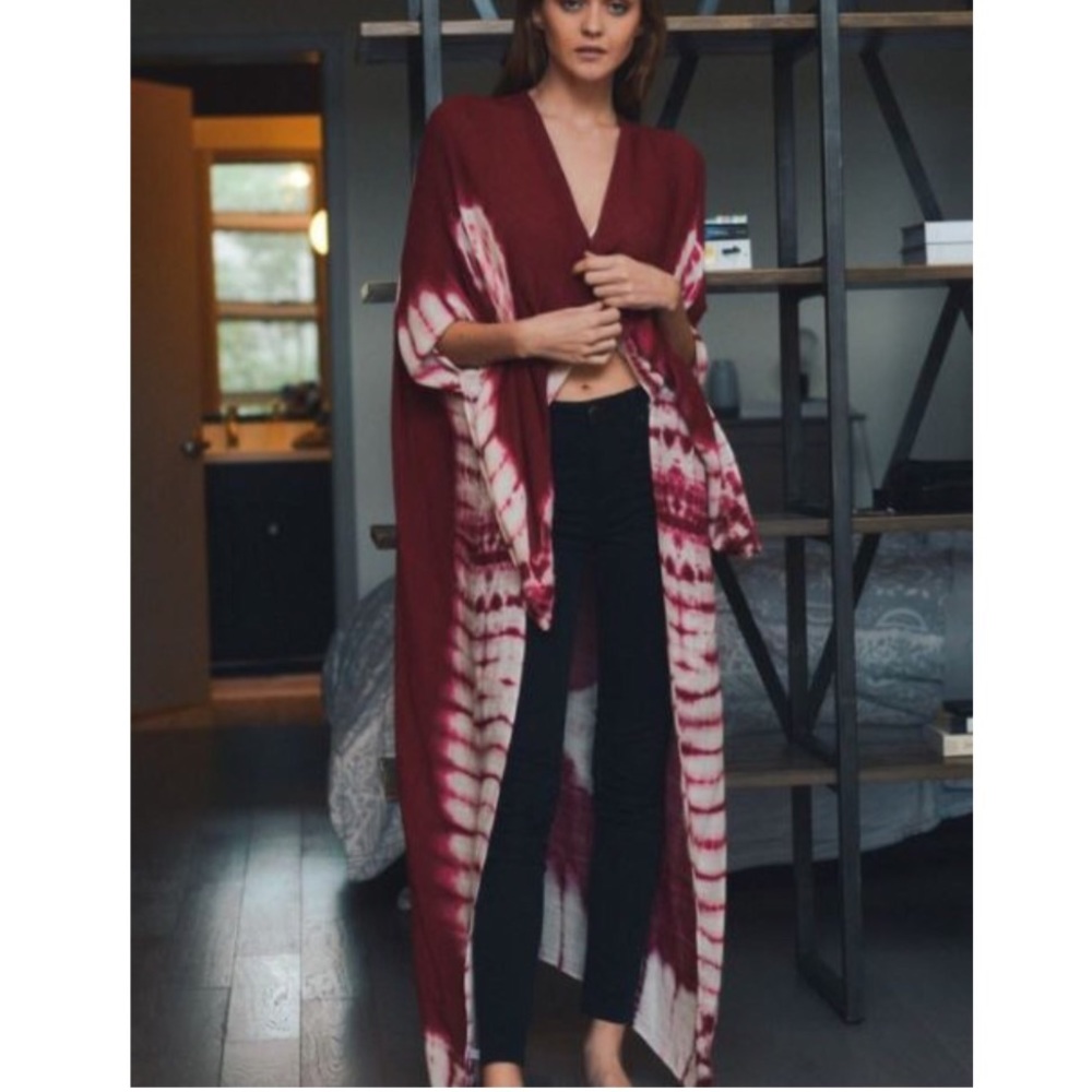Breezy Boho Tie Dyed Kimono Cardigan Cover Up - Picture 4 of 4