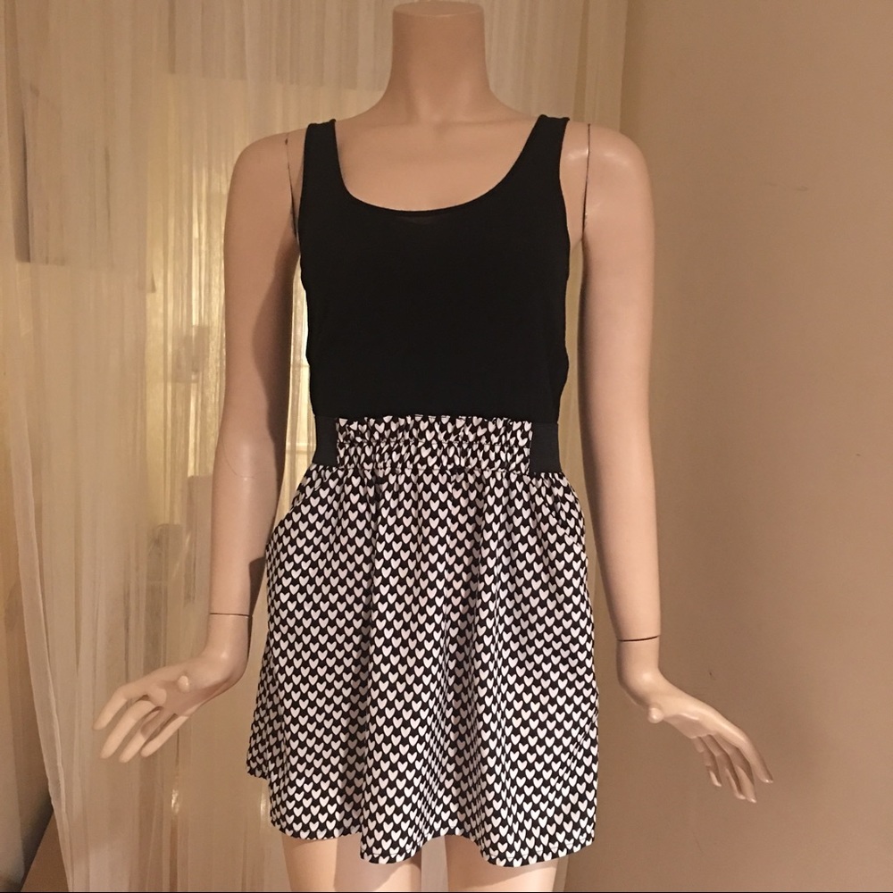Black and white heart one piece summer dress