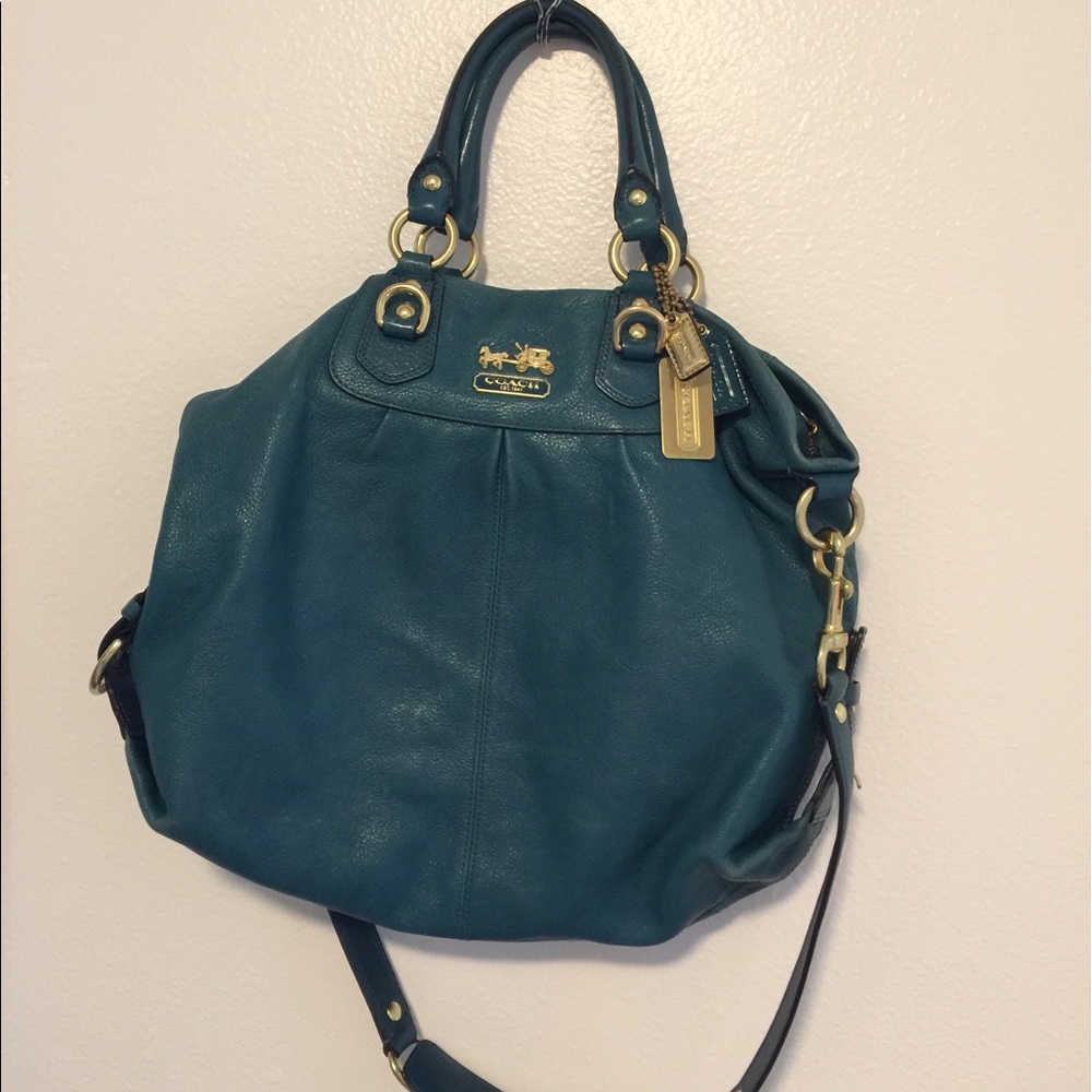 Coach Madison Julianne turquoise bag, gently used