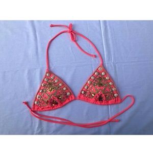 Victoria's Secret Bright Coral Triangle Bikini Top