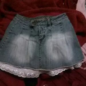 Younique jean skirt with white lace