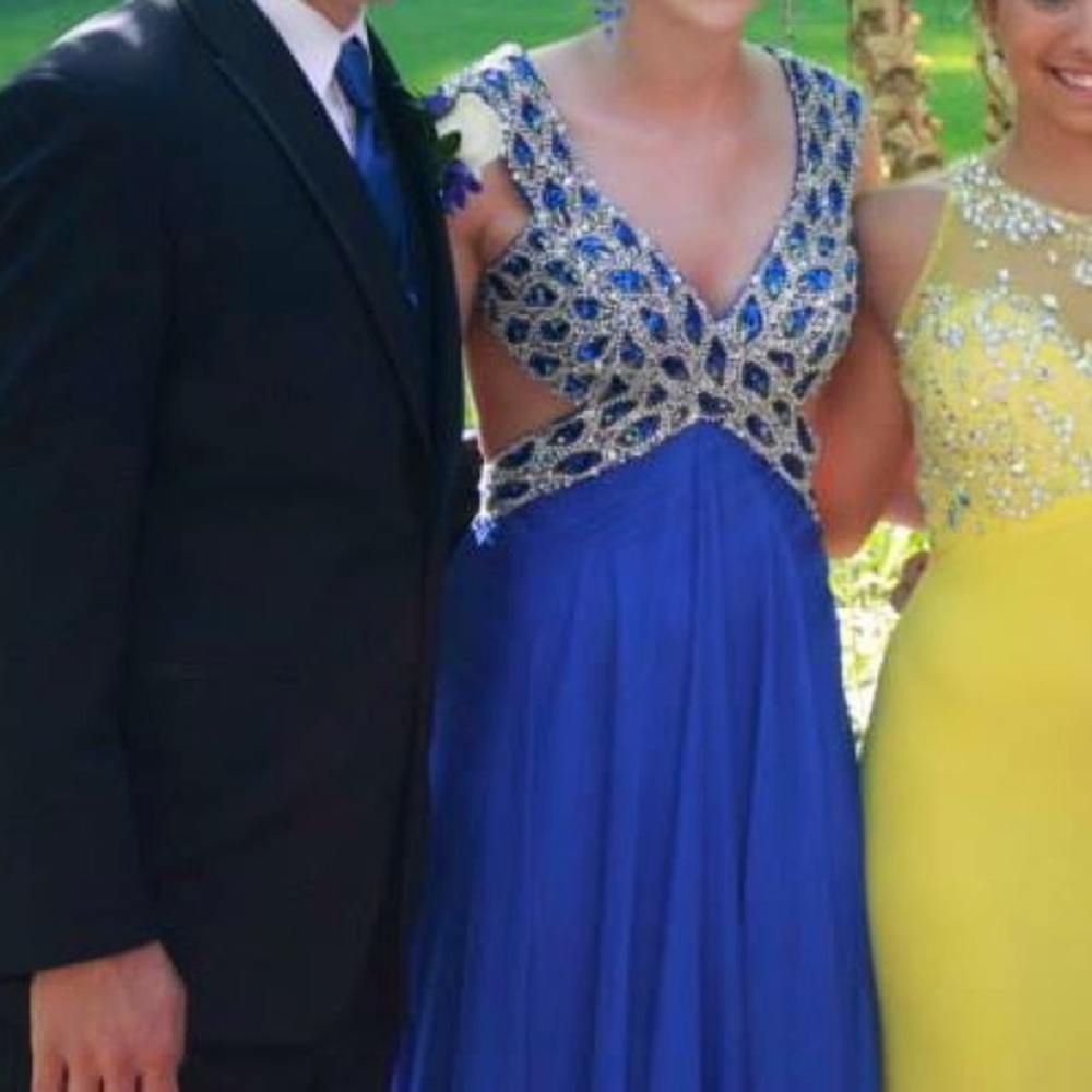Blue Jovani Crystal Prom Dress