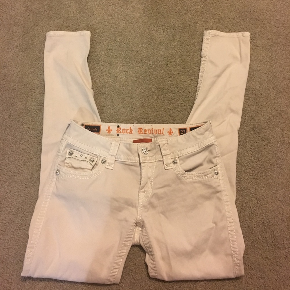 Cream colored skinny jeans