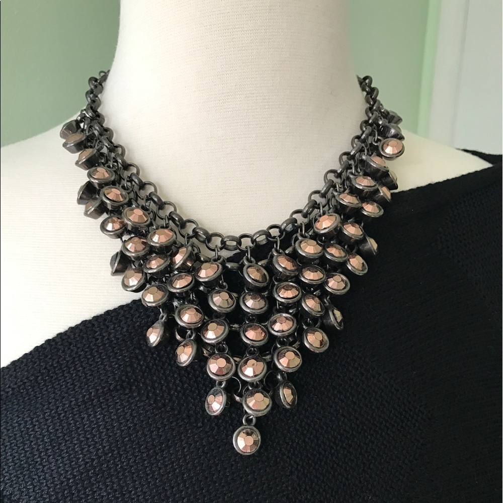 Modern Luxury Bronze Gunmetal Bib Necklace